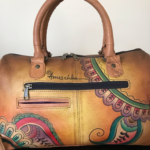 Anuschka Leather Satchel Crossbody Purse - Picture 3 of 15